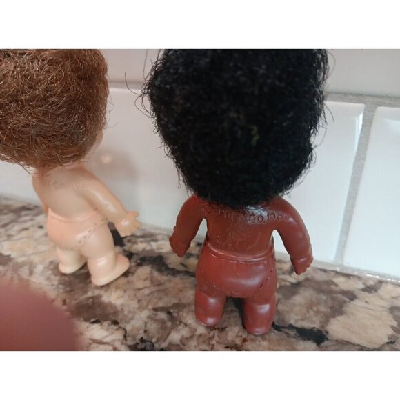 Lot Of 2 1966 EE GEE Dolls 4” EEGEE Diapers White And Black African Adorable VTG - Picture 5 of 9